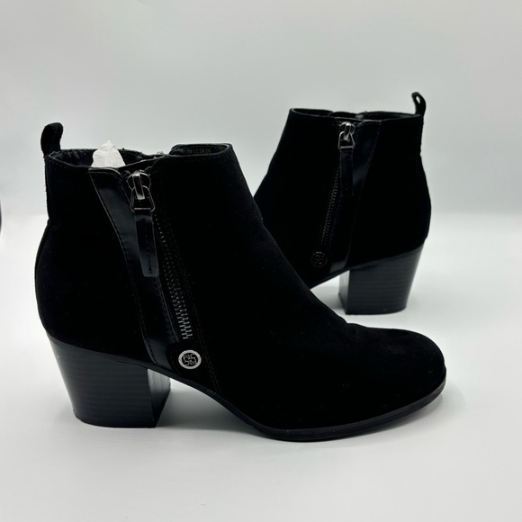 Liz Claiborne Black Flex Zip Up "Salem" Ankle Boots Heeled Size 7 - Picture 1 of 9